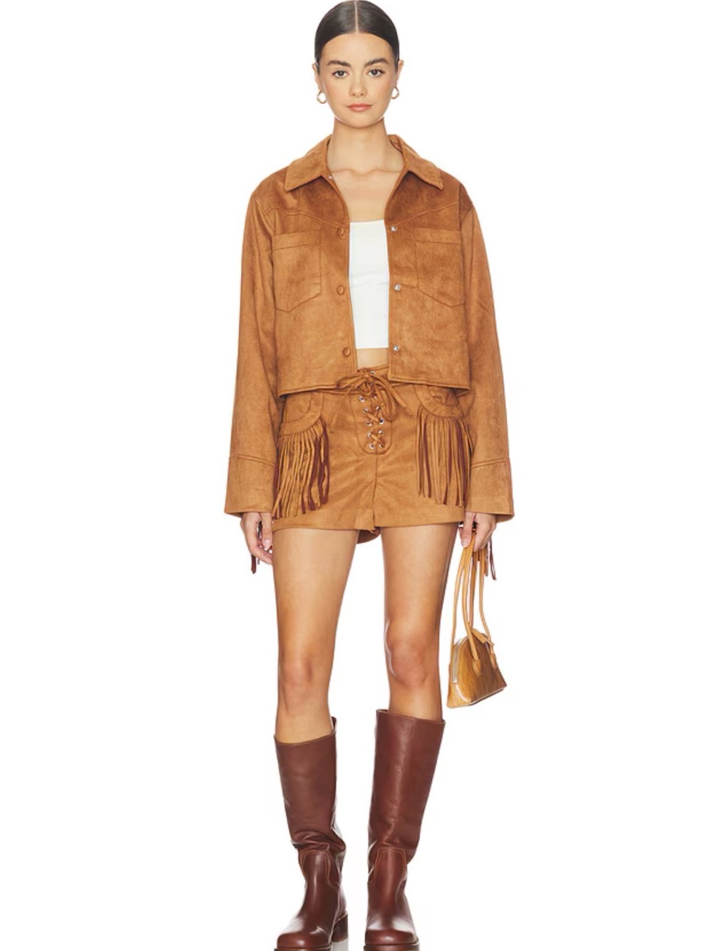 STEVE MADDEN Cheyenne Fringe Detail Faux Suede Shorts - Picture 5 of 15